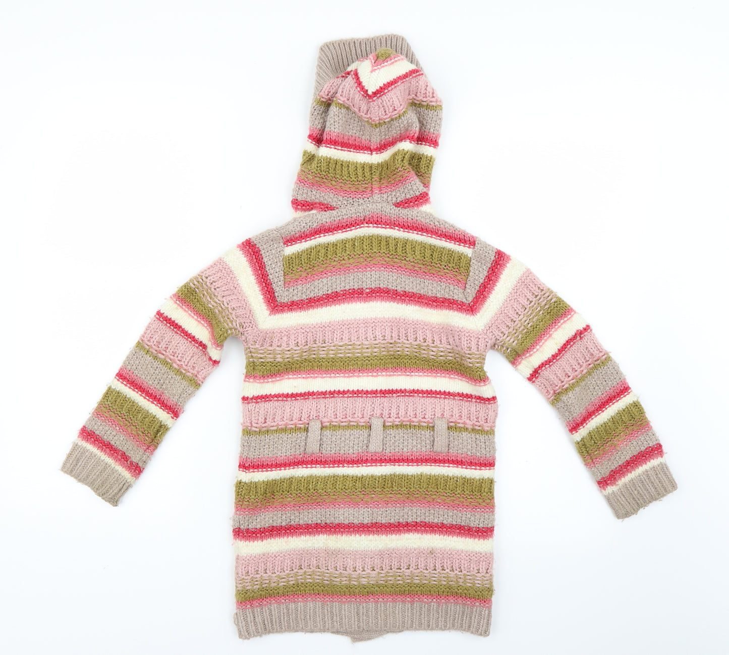 NEXT Girls Pink Striped  Cardigan Jumper Size 5-6 Years