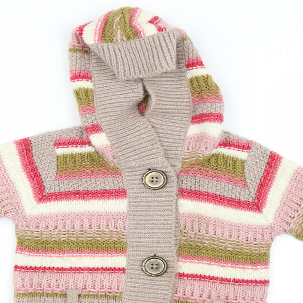NEXT Girls Pink Striped  Cardigan Jumper Size 5-6 Years