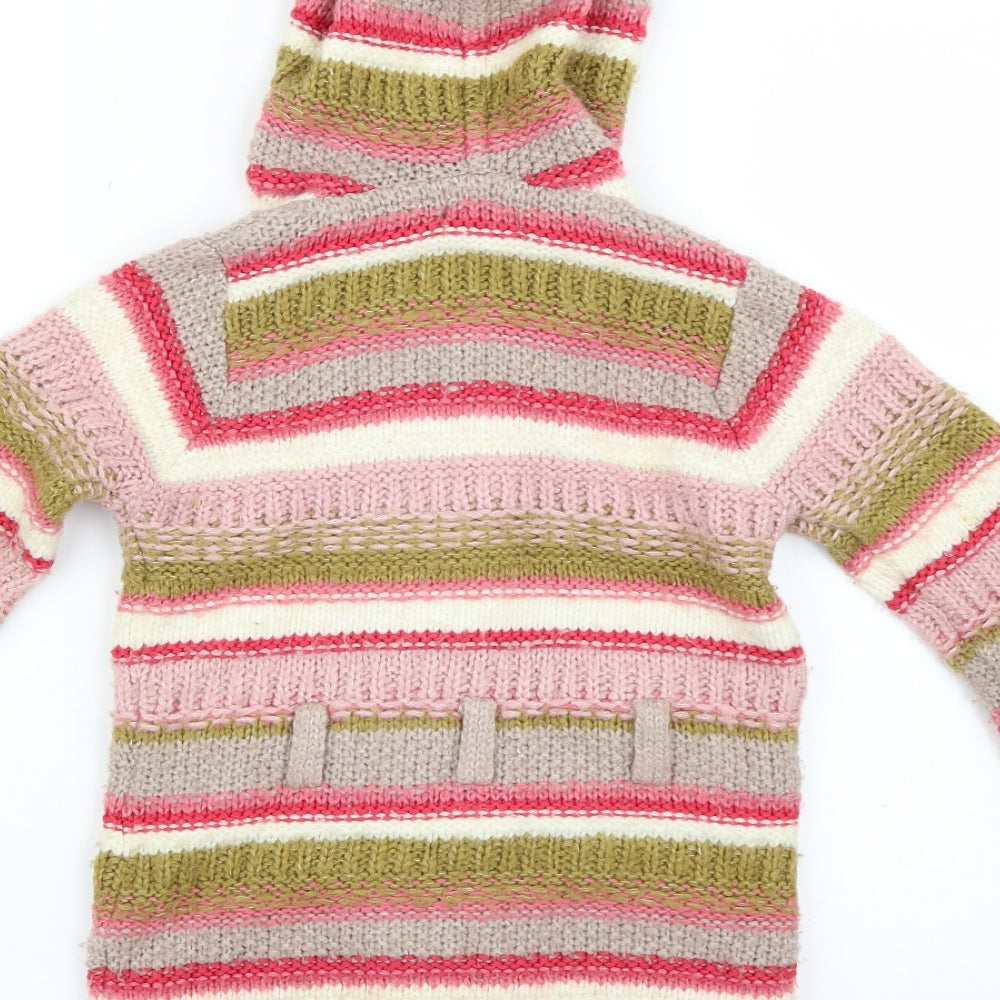 NEXT Girls Pink Striped  Cardigan Jumper Size 5-6 Years