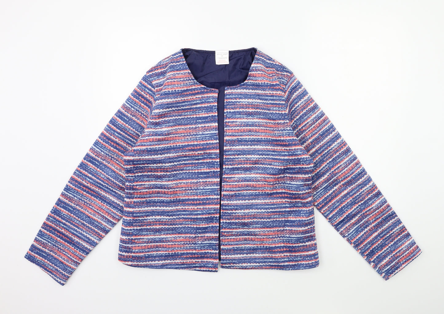 Anne De Lancay Womens Blue Striped  Jacket Blazer Size M