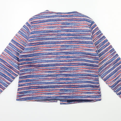 Anne De Lancay Womens Blue Striped  Jacket Blazer Size M