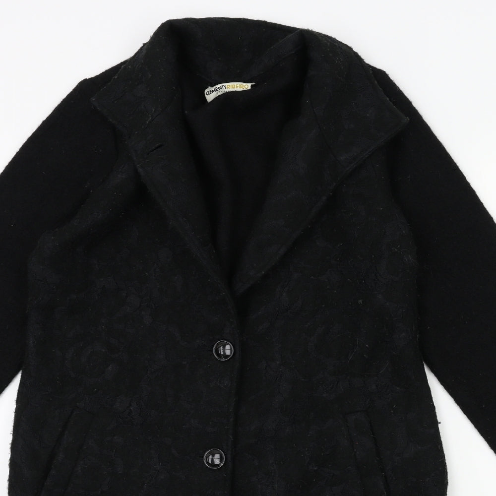 Clements Ribeiro Womens Black   Overcoat Coat Size S