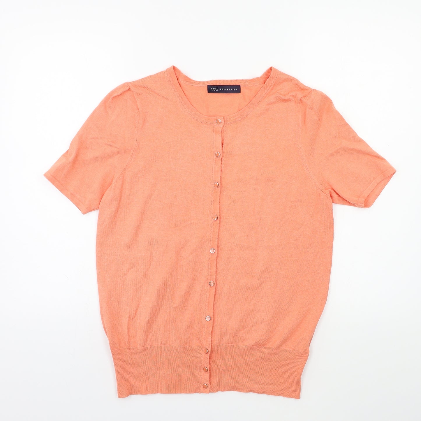 Marks and Spencer Womens Orange  Knit Cardigan Jumper Size 12