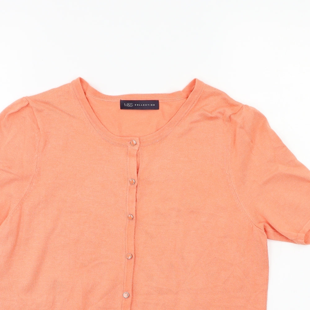 Marks and Spencer Womens Orange  Knit Cardigan Jumper Size 12