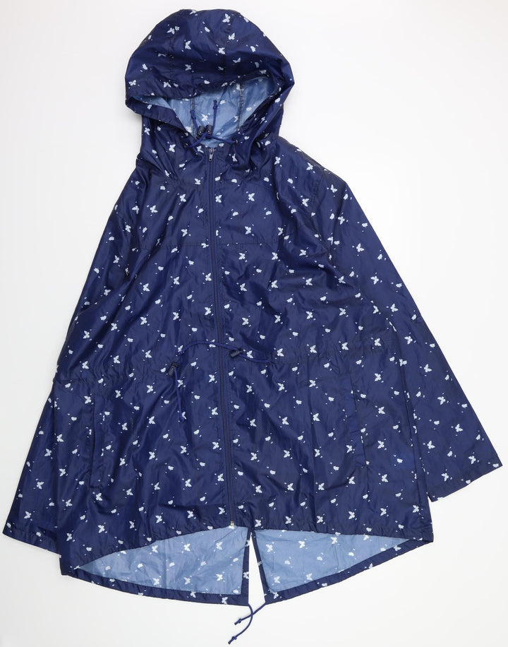 Preworn Womens Blue Floral  Jacket Coat Size XL