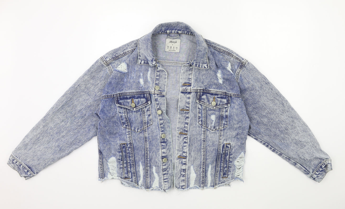 Denim & Co. Womens Blue  Denim Jacket  Size 12