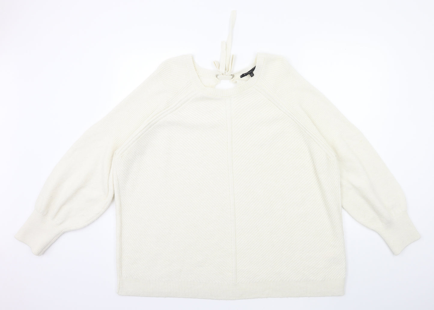F&F Womens White  Knit Pullover Jumper Size 22
