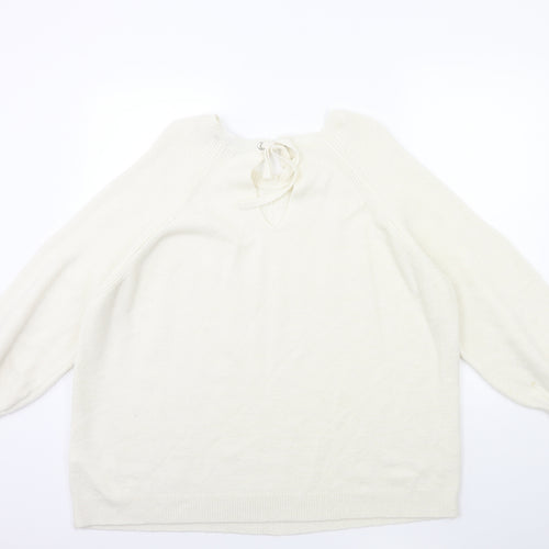 F&F Womens White  Knit Pullover Jumper Size 22