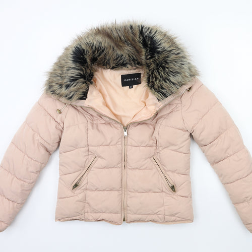 PARISIAN SIGNATURE Womens Pink   Puffer Jacket Coat Size 8