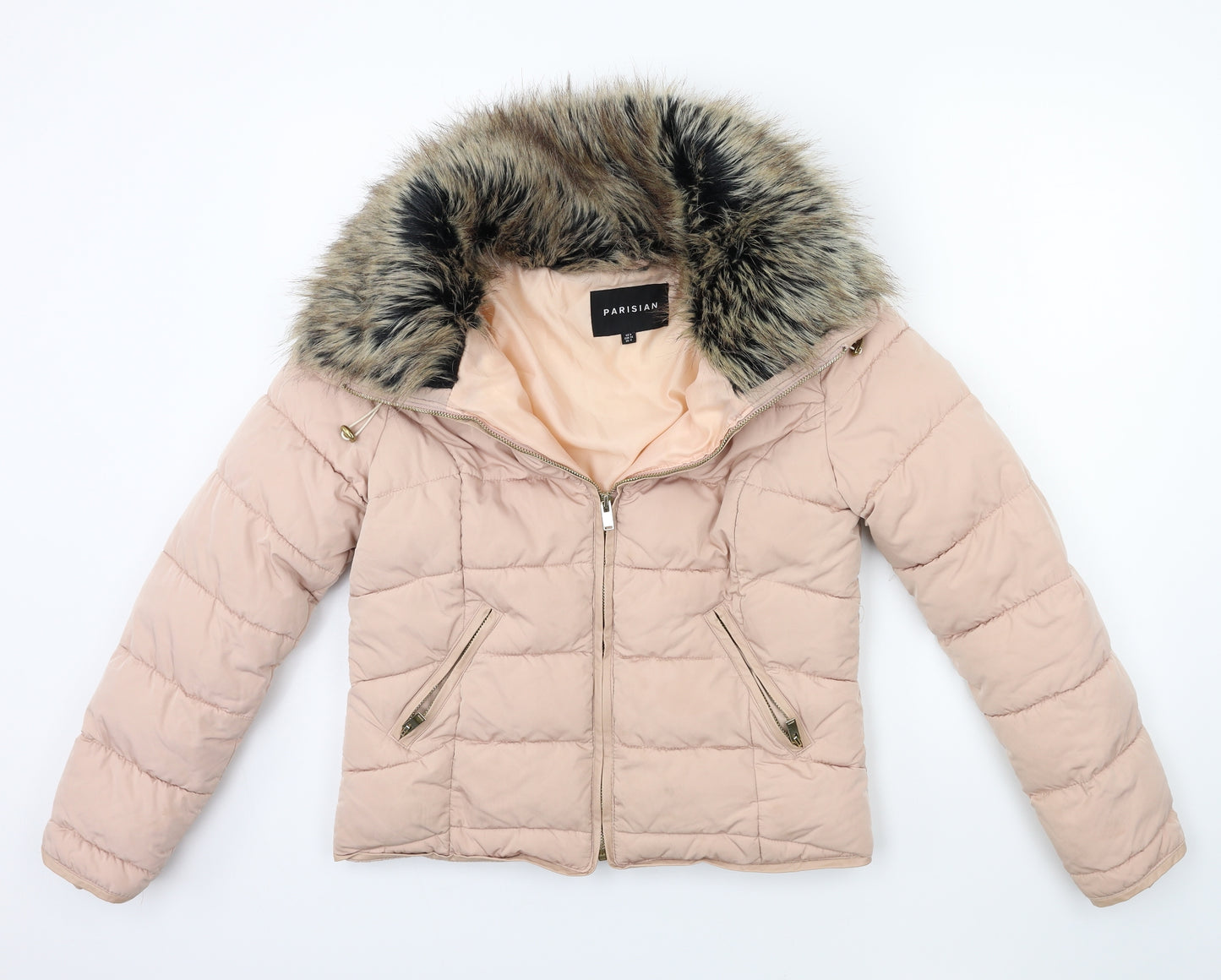 PARISIAN SIGNATURE Womens Pink   Puffer Jacket Coat Size 8