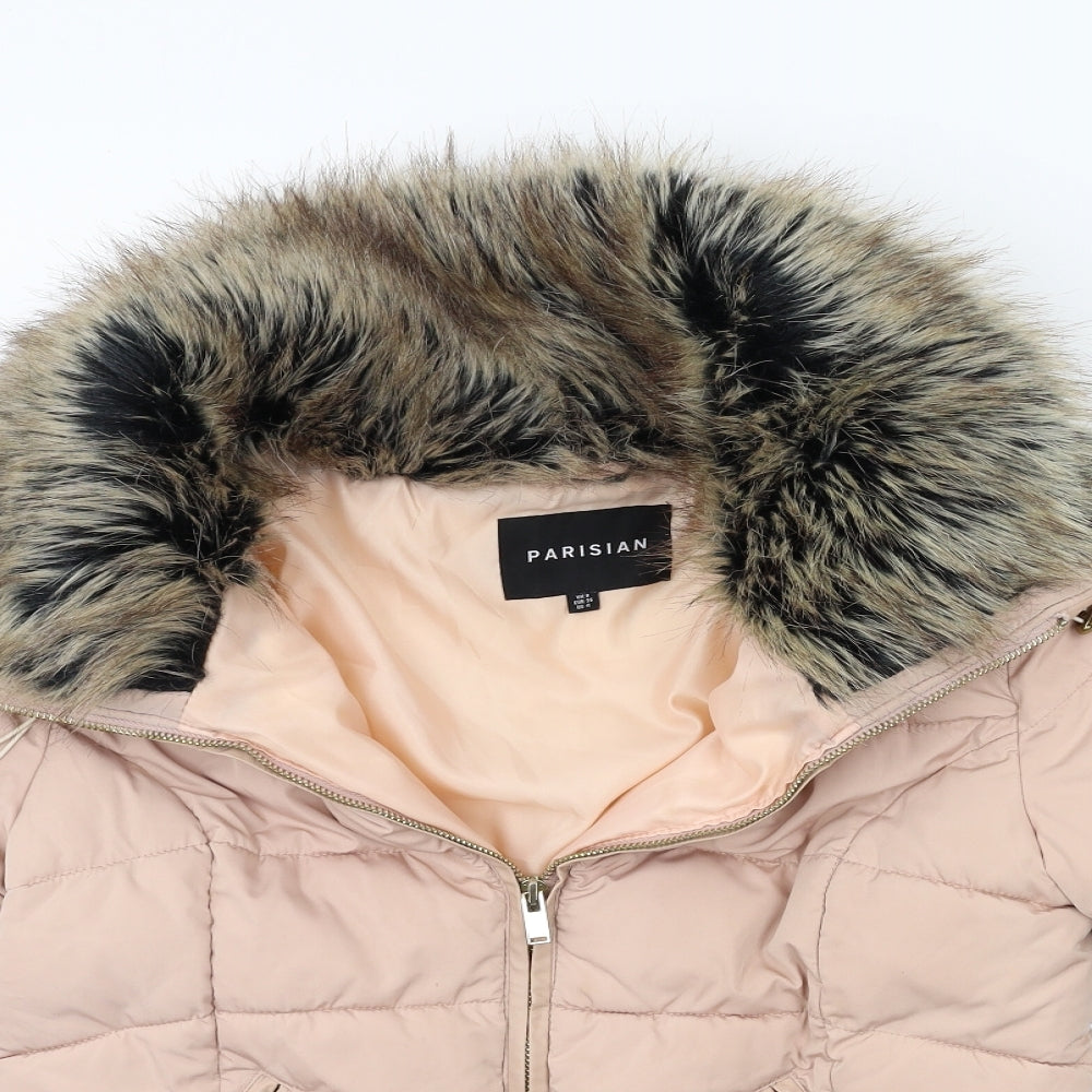 PARISIAN SIGNATURE Womens Pink   Puffer Jacket Coat Size 8