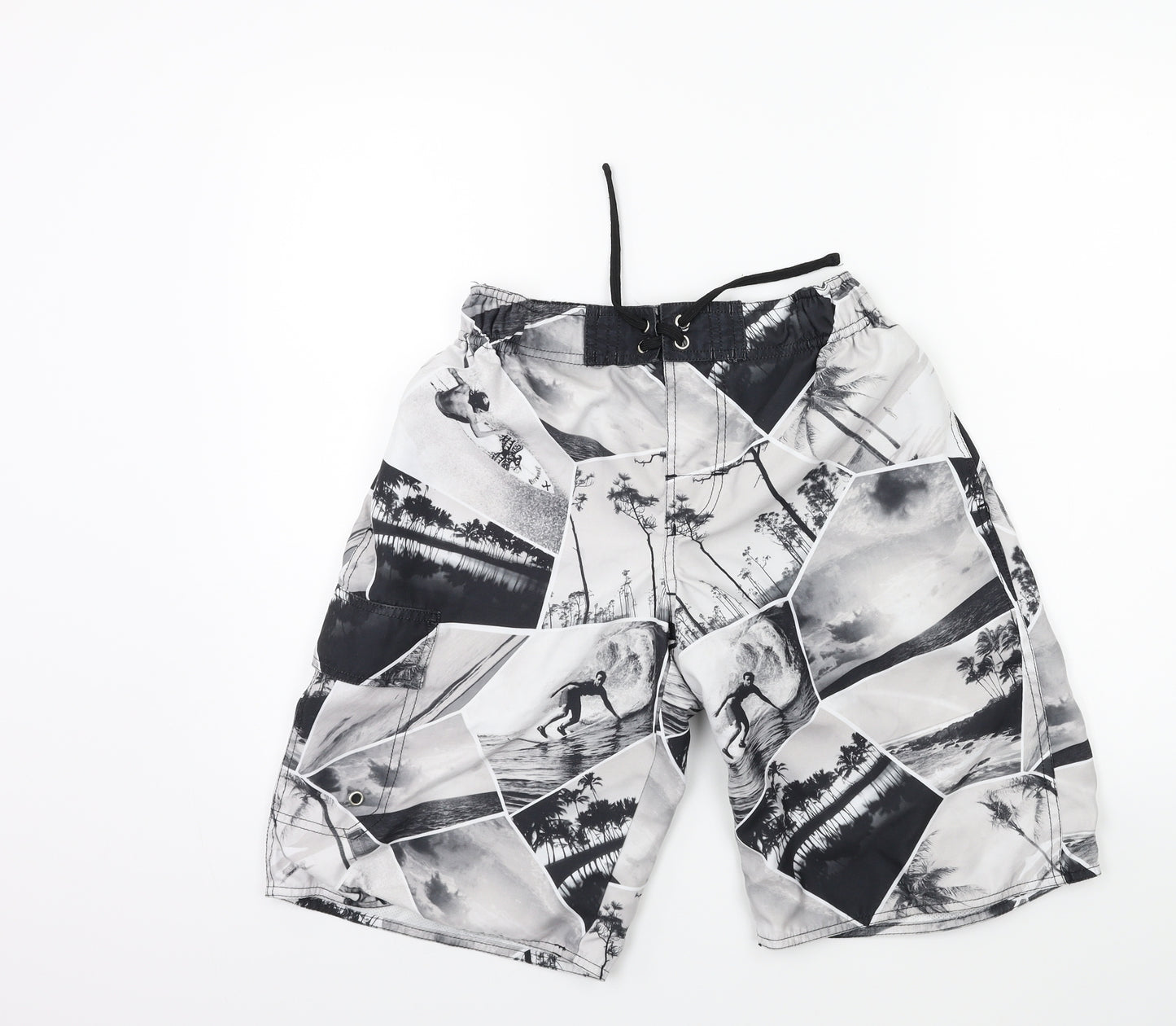 New Look Boys Grey Geometric  Bermuda Shorts Size S