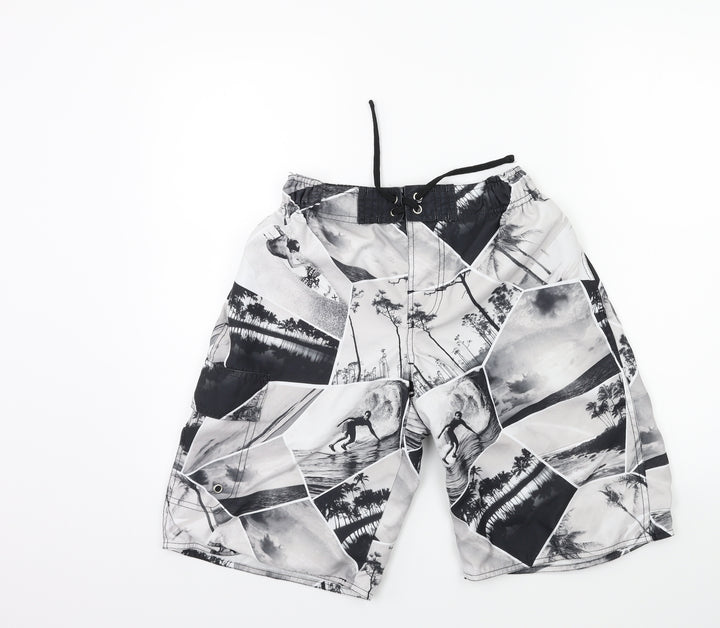 New Look Boys Grey Geometric  Bermuda Shorts Size S
