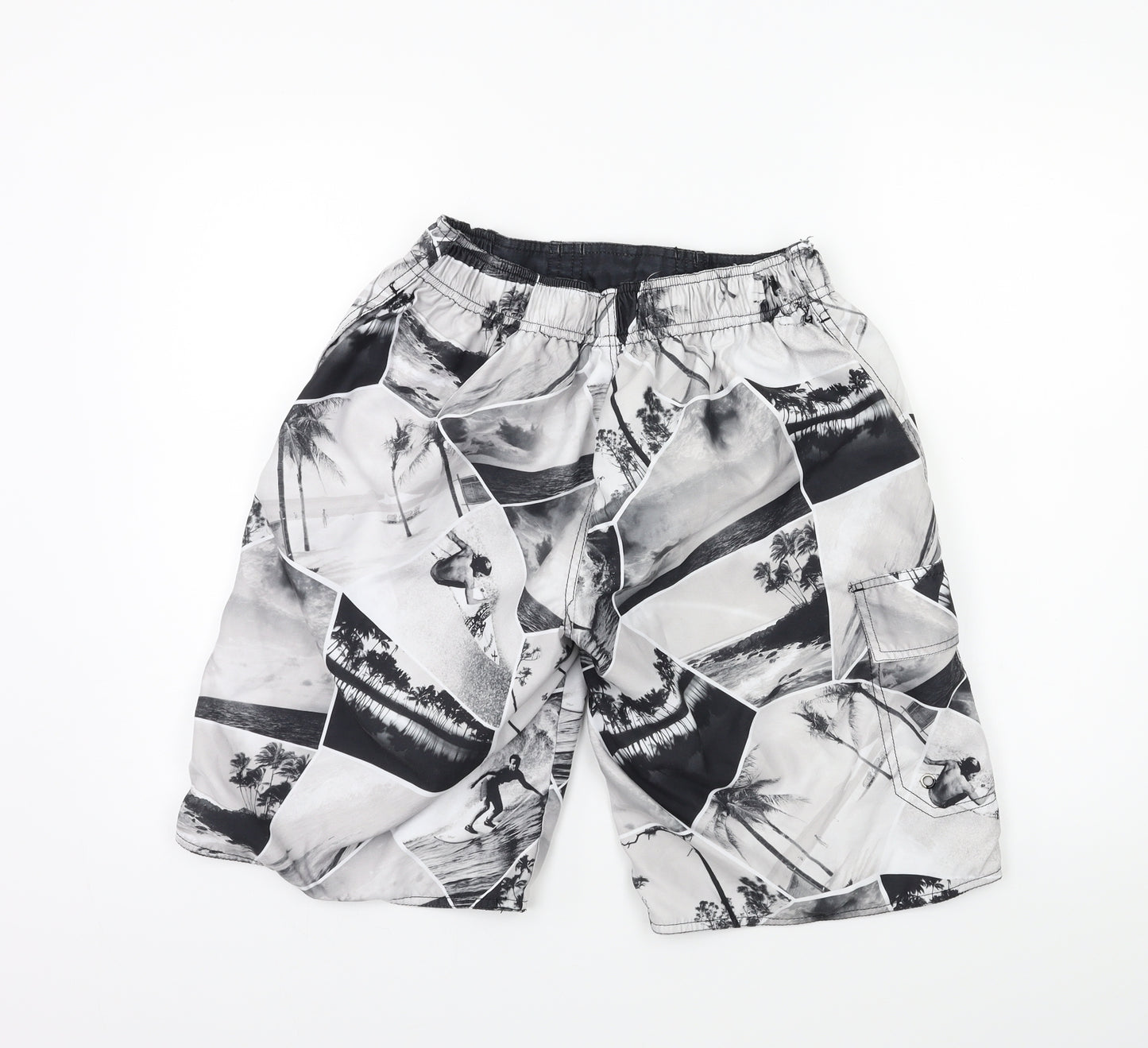 New Look Boys Grey Geometric  Bermuda Shorts Size S