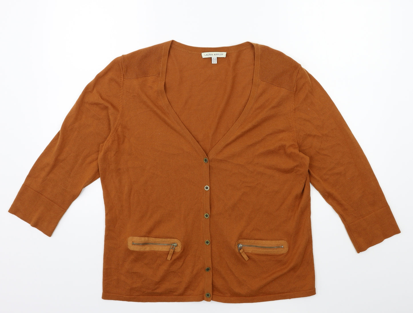 Laura Ashley Womens Brown  Knit Cardigan Jumper Size 18