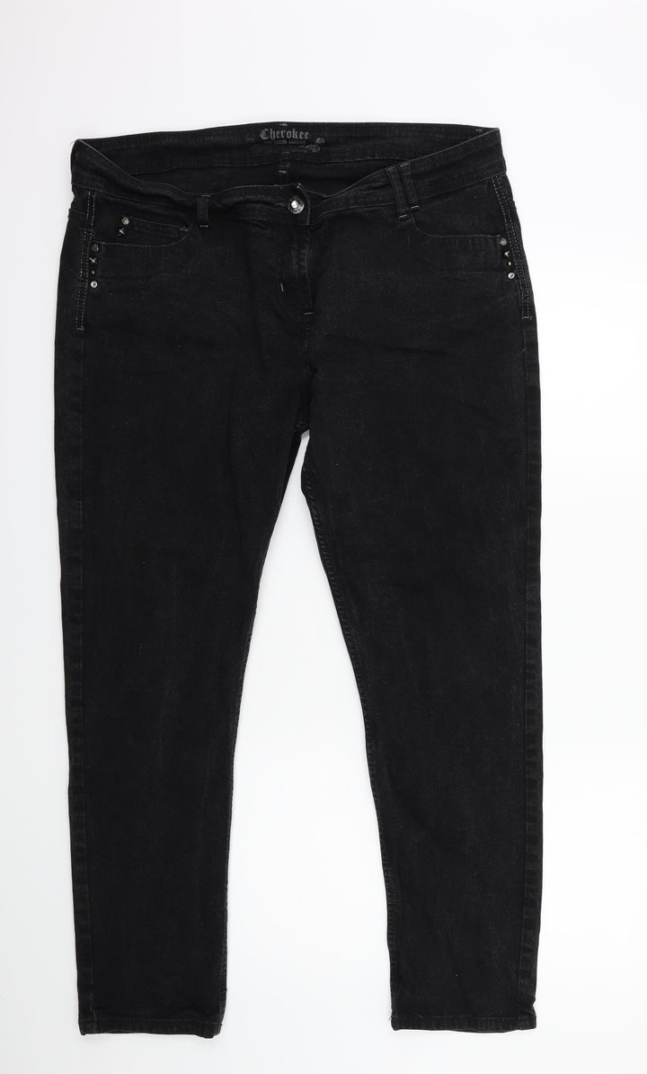 Cherokee Womens Black Denim Skinny Jeans Size 36 in L29 in