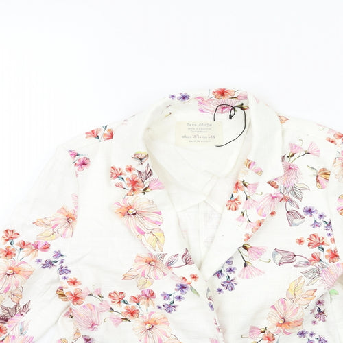 Zara Girls White Floral  Jacket Blazer Size 13 Years