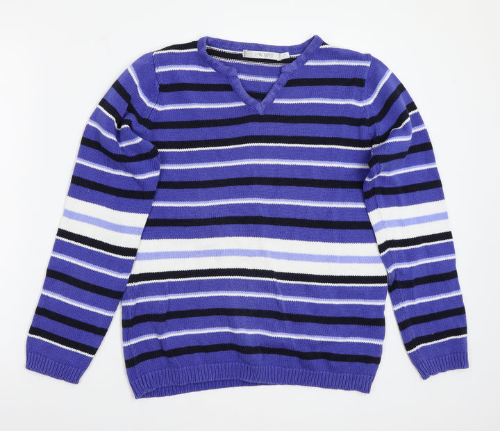 EWM Womens Blue Striped  Pullover Jumper Size S