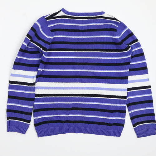 EWM Womens Blue Striped  Pullover Jumper Size S