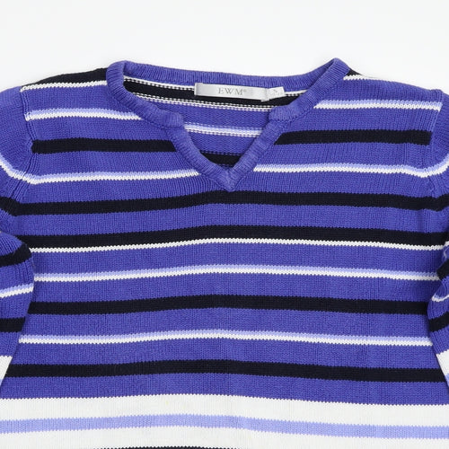 EWM Womens Blue Striped  Pullover Jumper Size S