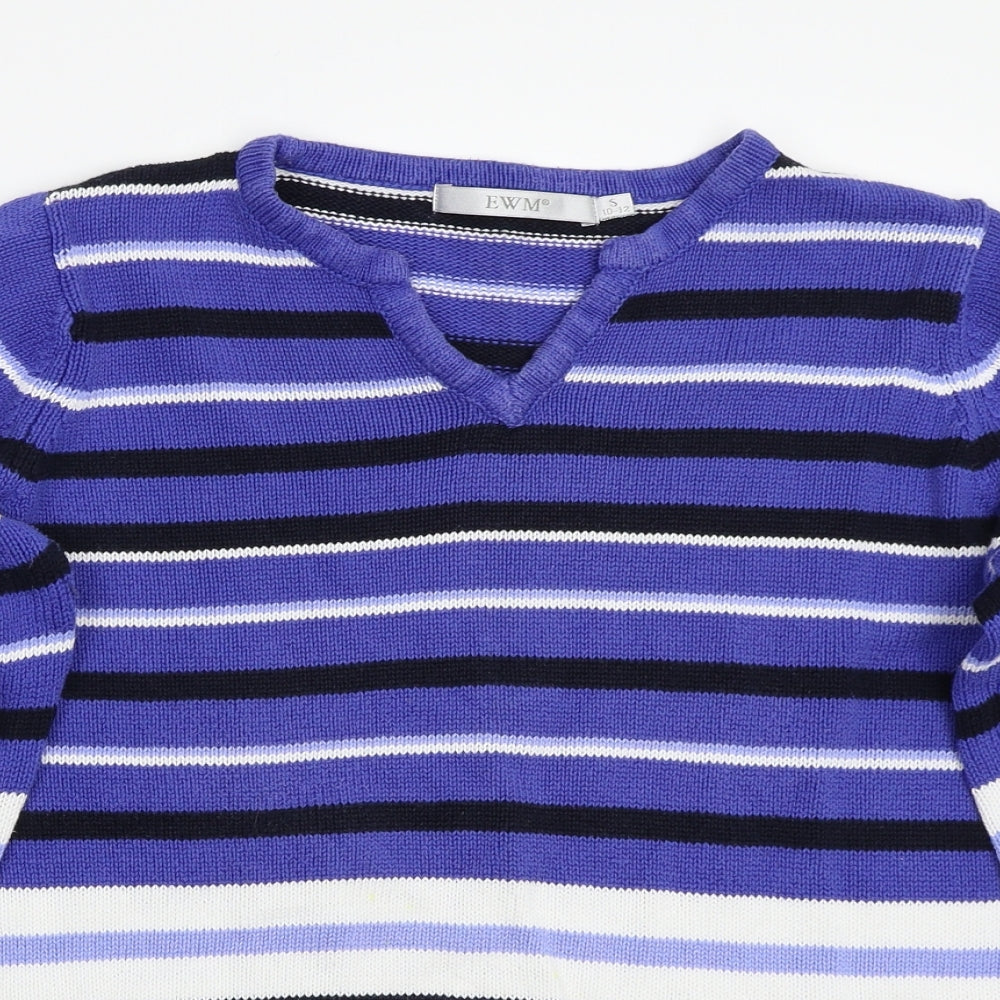 EWM Womens Blue Striped  Pullover Jumper Size S