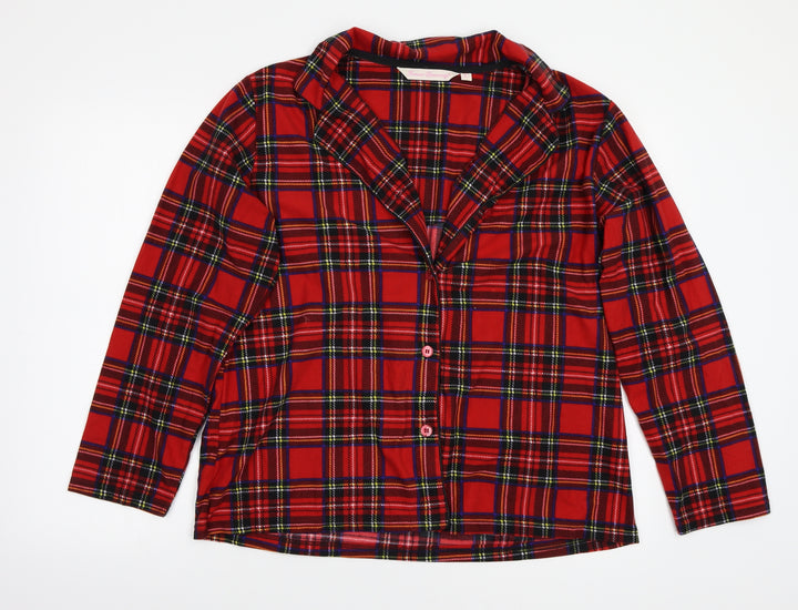 Foroever Womens Red Check Basic Button-Up Size L