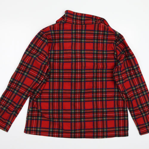 Foroever Womens Red Check  Basic Button-Up Size L