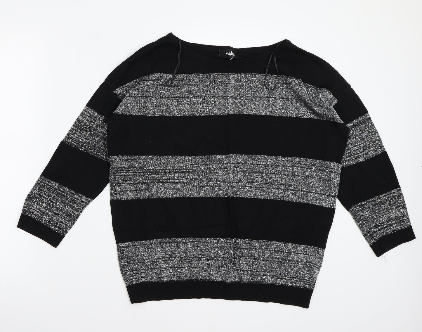 Wallis Womens Black Striped  Basic T-Shirt Size M