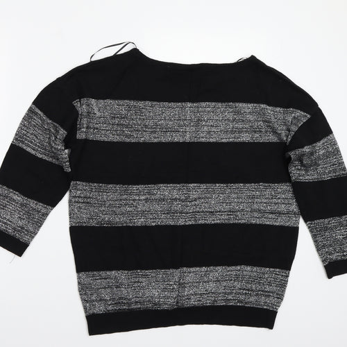 Wallis Womens Black Striped  Basic T-Shirt Size M