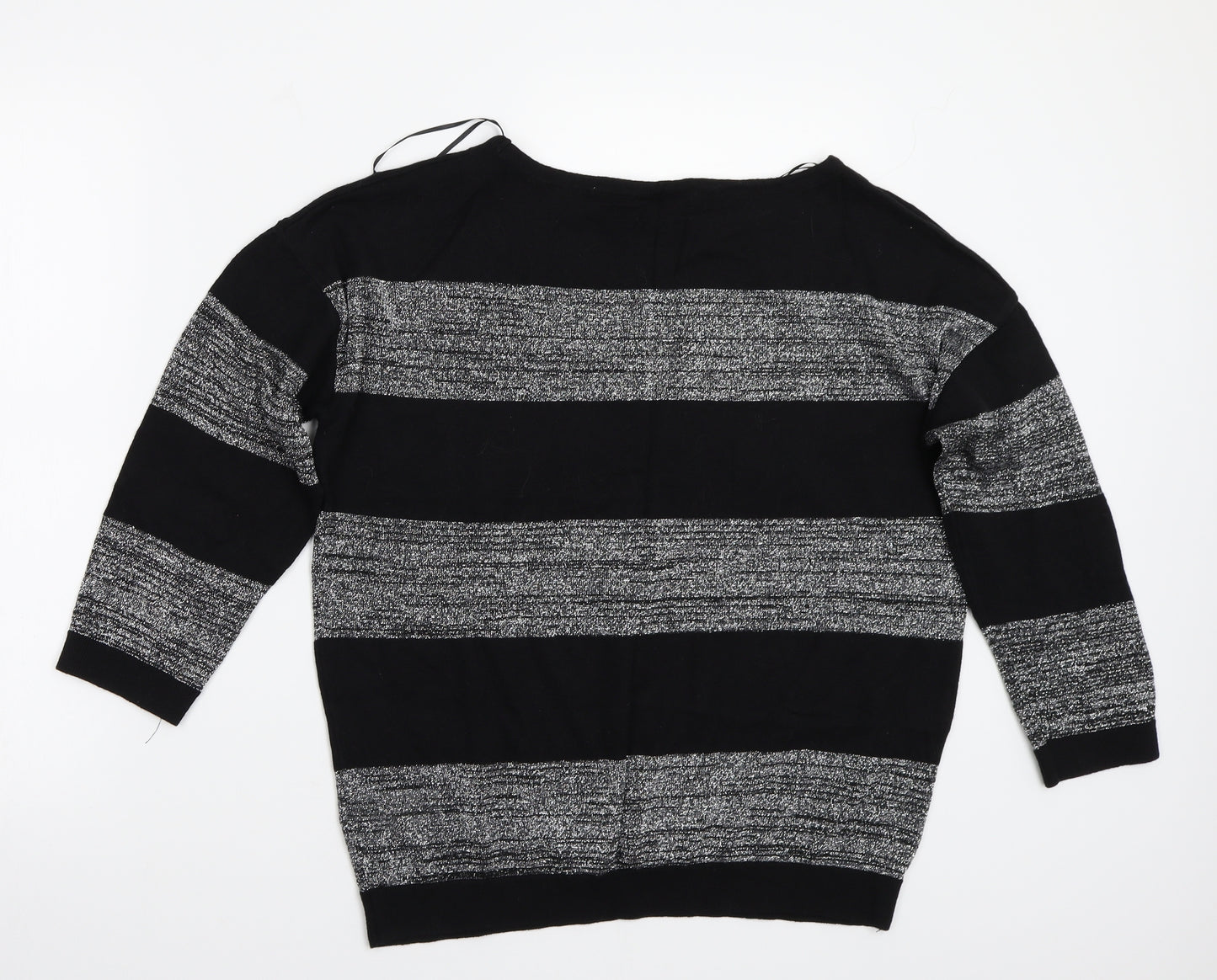 Wallis Womens Black Striped  Basic T-Shirt Size M