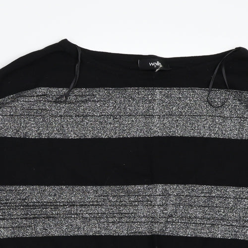 Wallis Womens Black Striped  Basic T-Shirt Size M