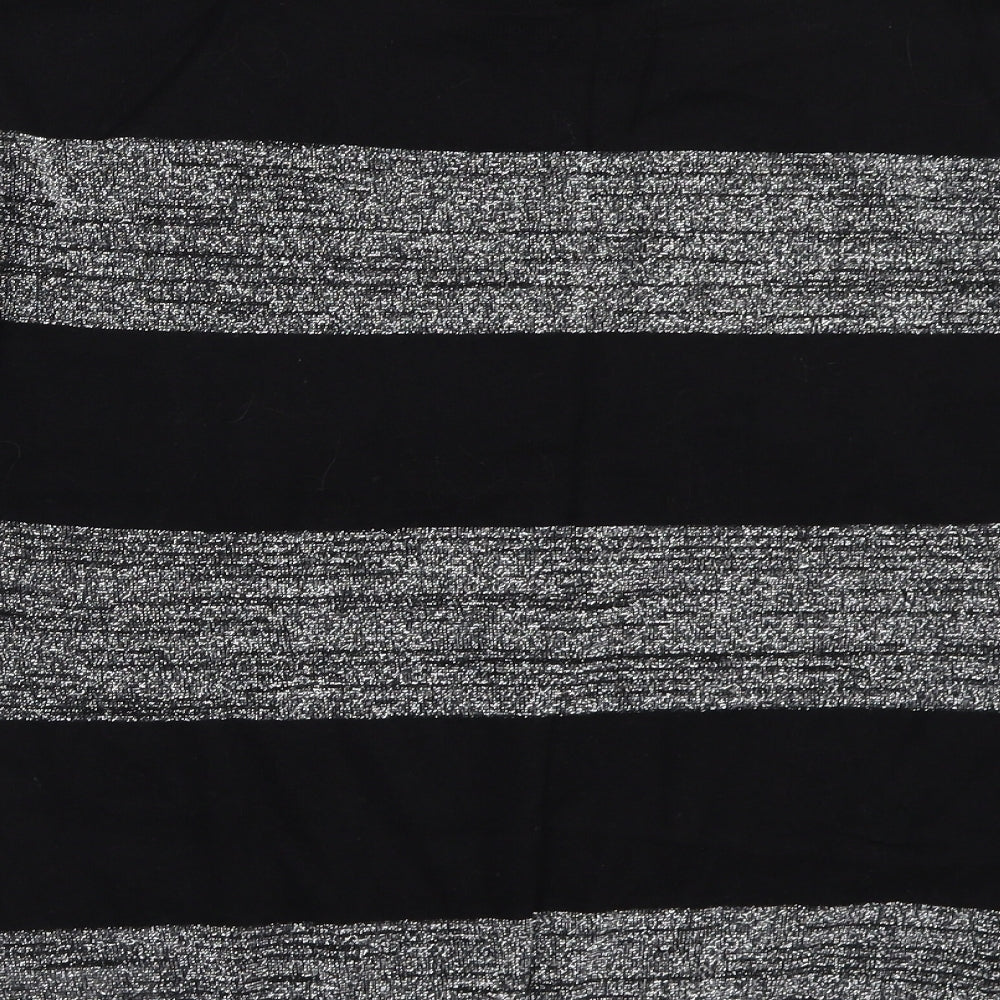 Wallis Womens Black Striped  Basic T-Shirt Size M
