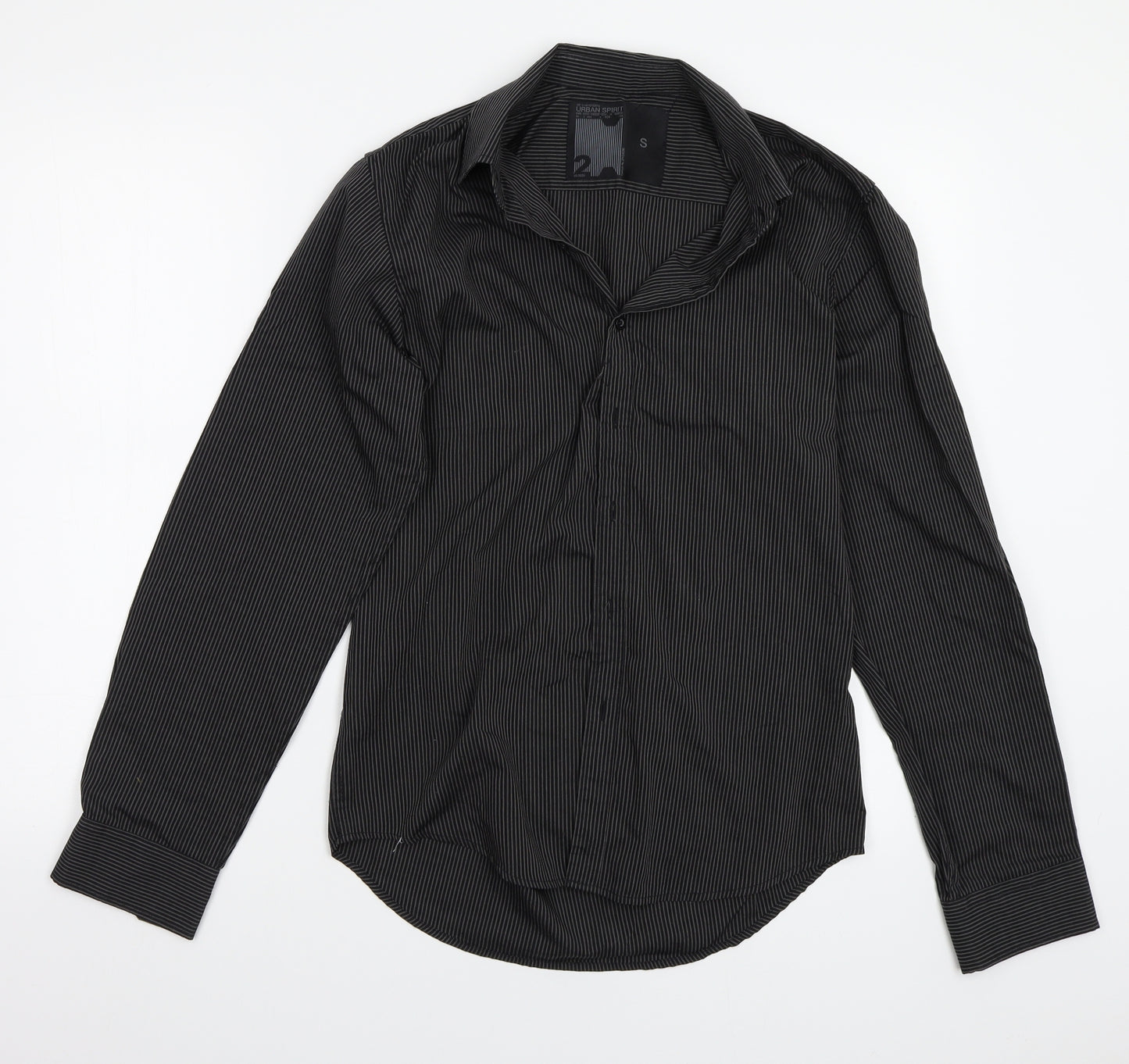 UrbanSpirit Mens Black Striped   Button-Up Size S