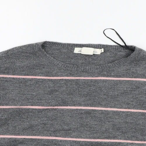 H&M Womens Grey Striped  Henley Jumper Size S