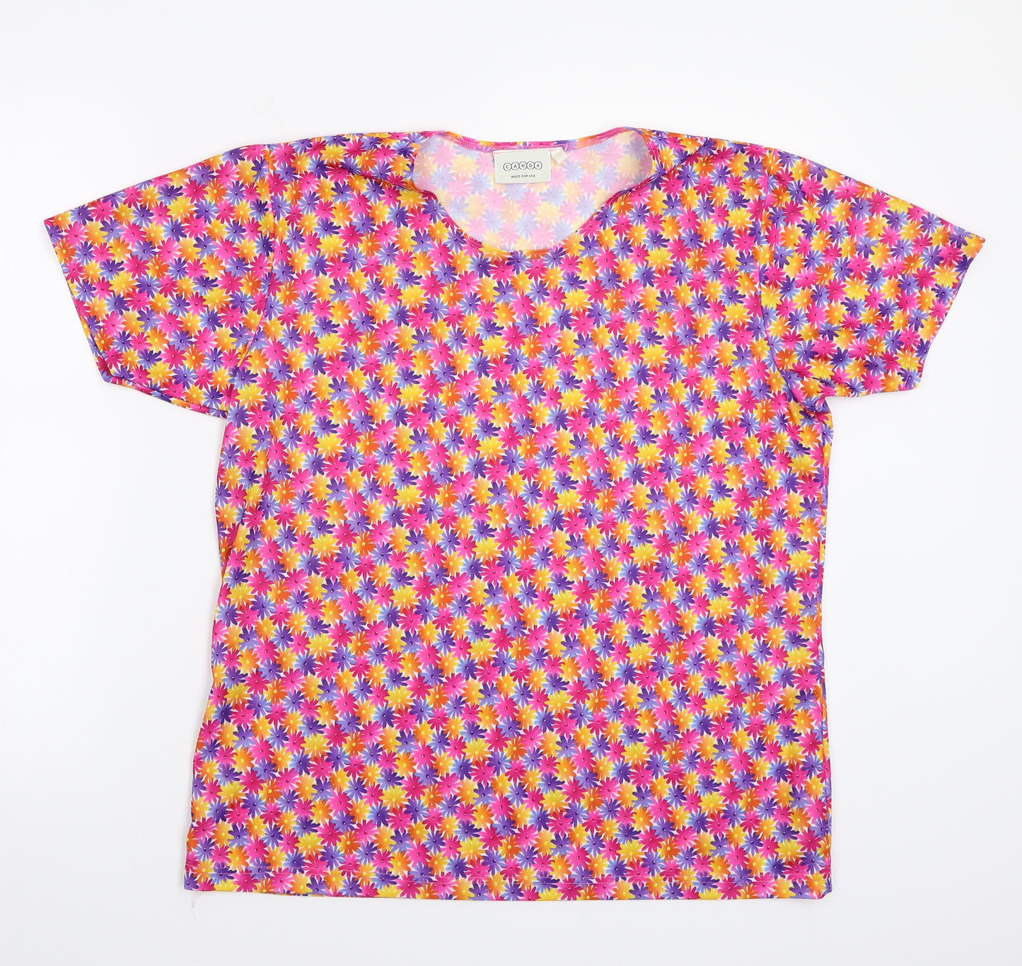 Canada Womens Pink Floral  Basic T-Shirt Size L