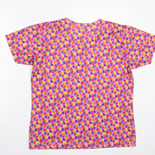 Canada Womens Pink Floral  Basic T-Shirt Size L
