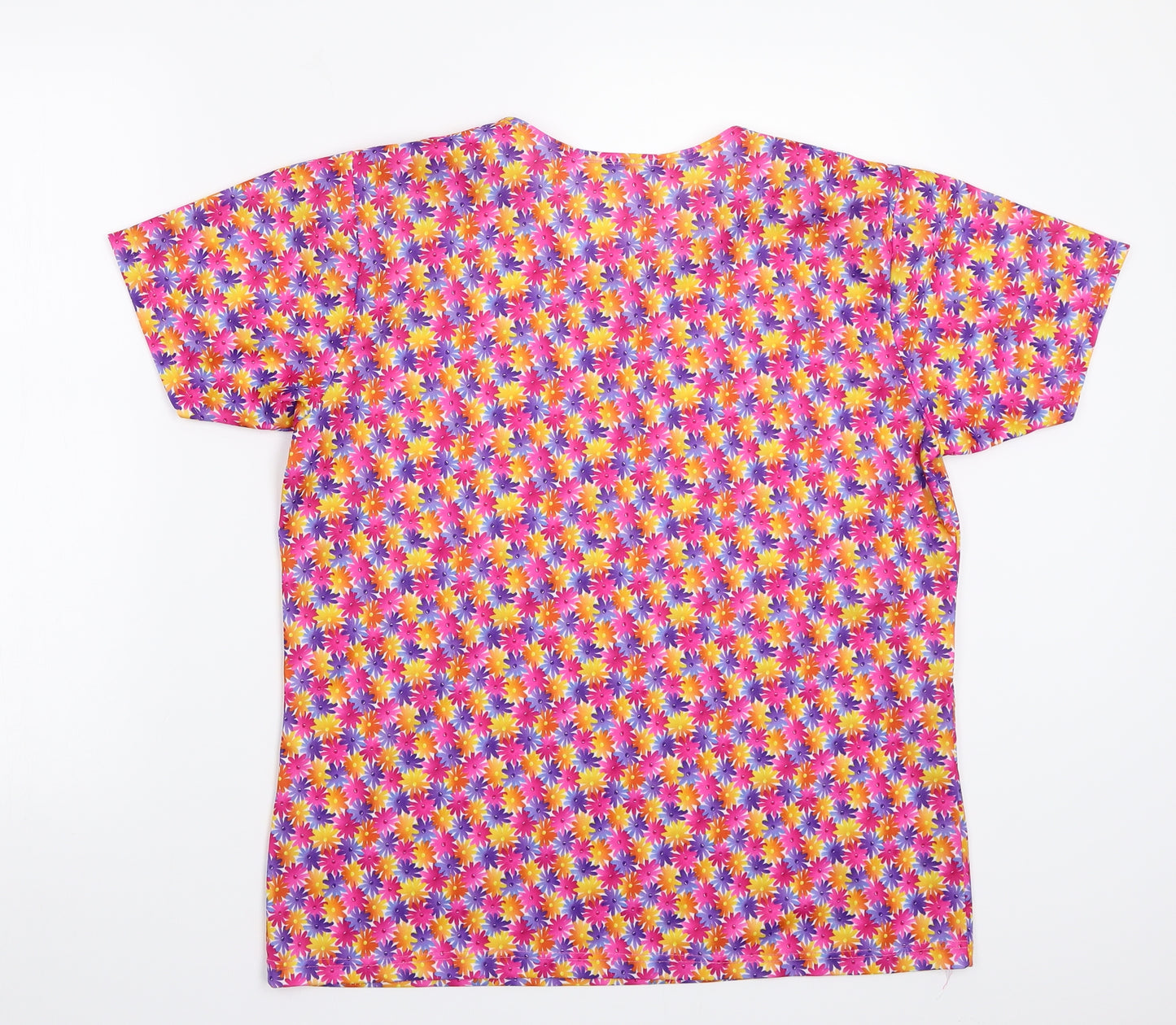 Canada Womens Pink Floral  Basic T-Shirt Size L