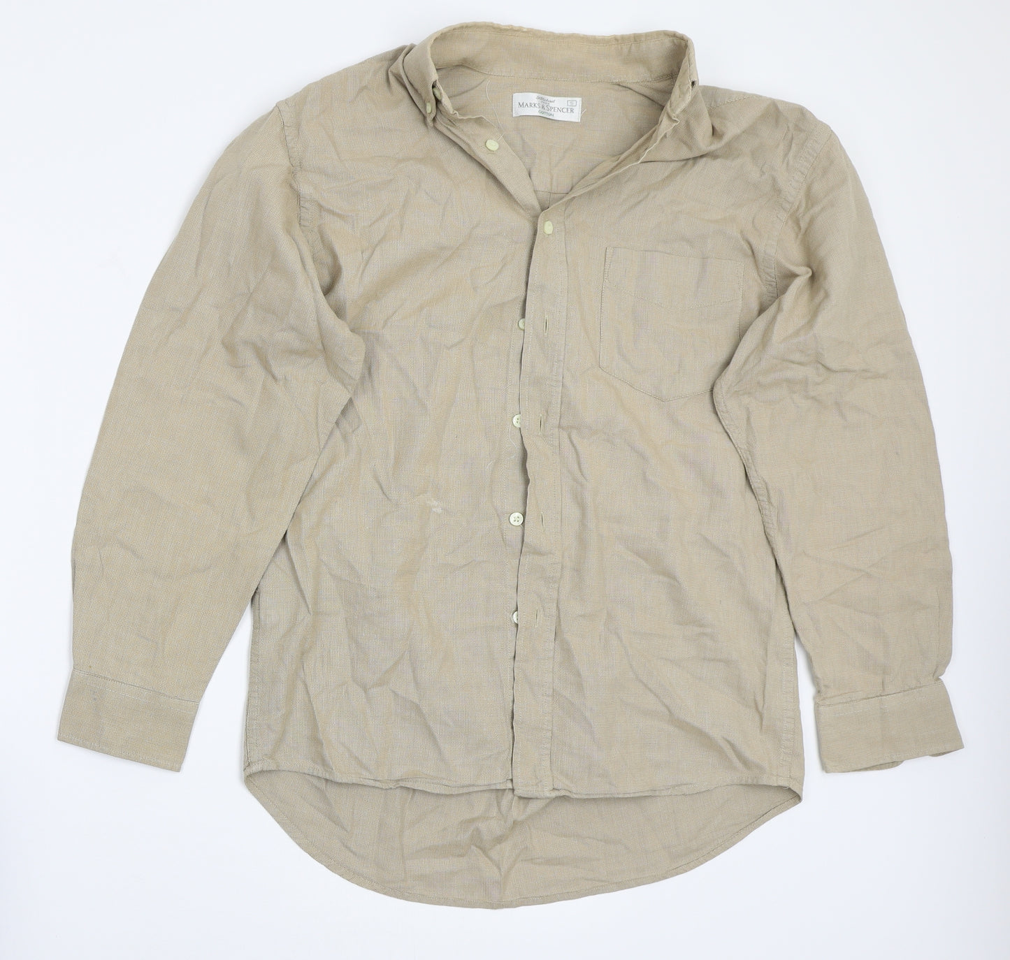 Marks and Spencer Mens Beige    Button-Up Size S