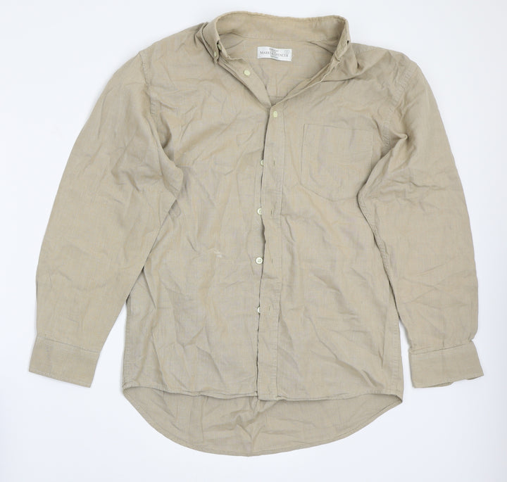 Marks and Spencer Mens Beige    Button-Up Size S
