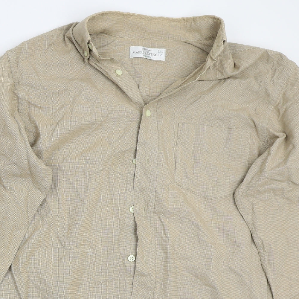 Marks and Spencer Mens Beige    Button-Up Size S