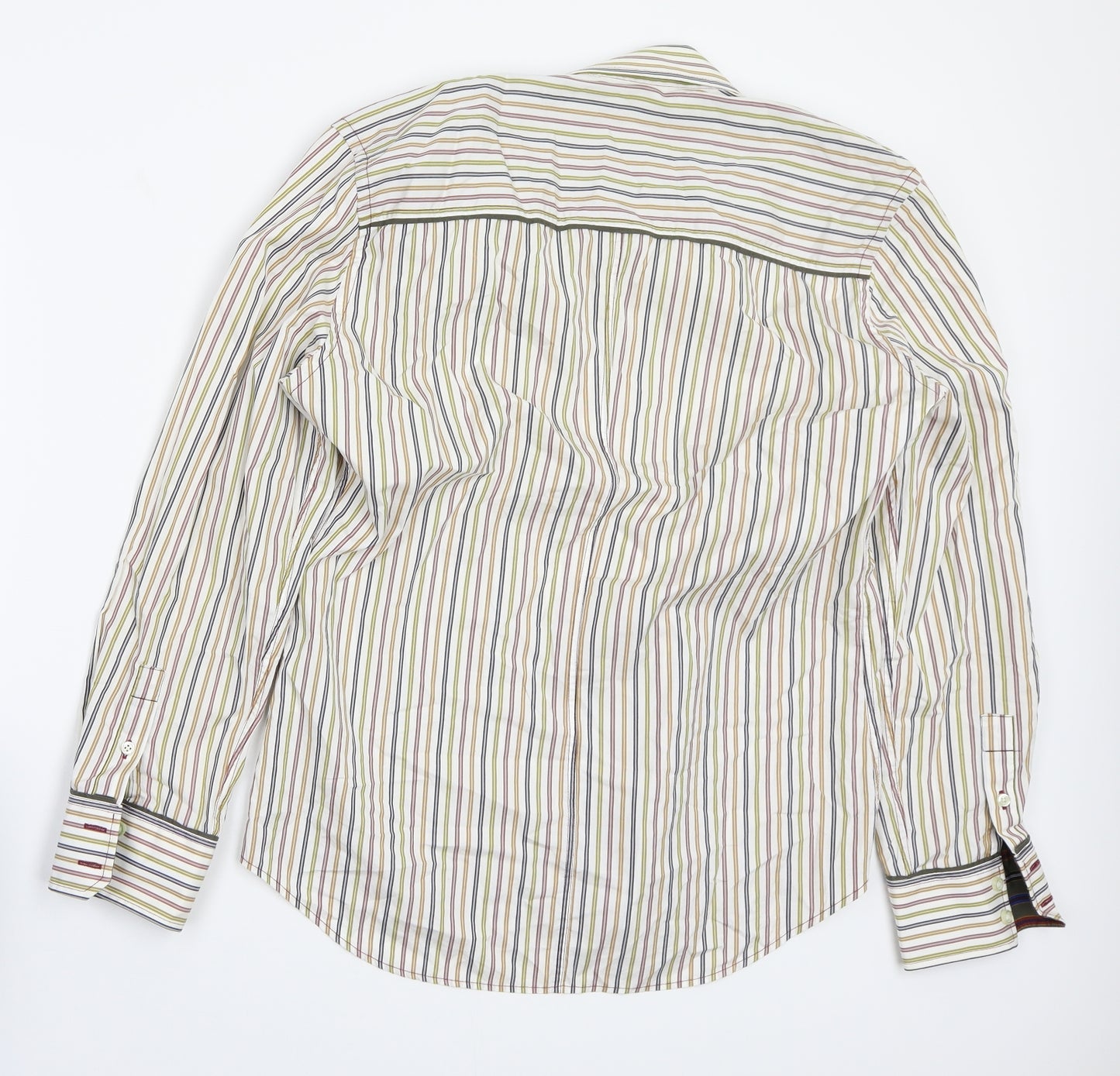 French Connection Mens White Striped   Button-Up Size XL