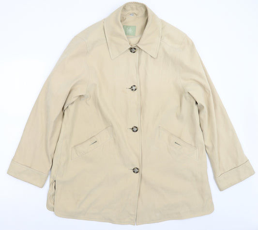 Front view of Isle women’s beige jacket coat, size UK 16