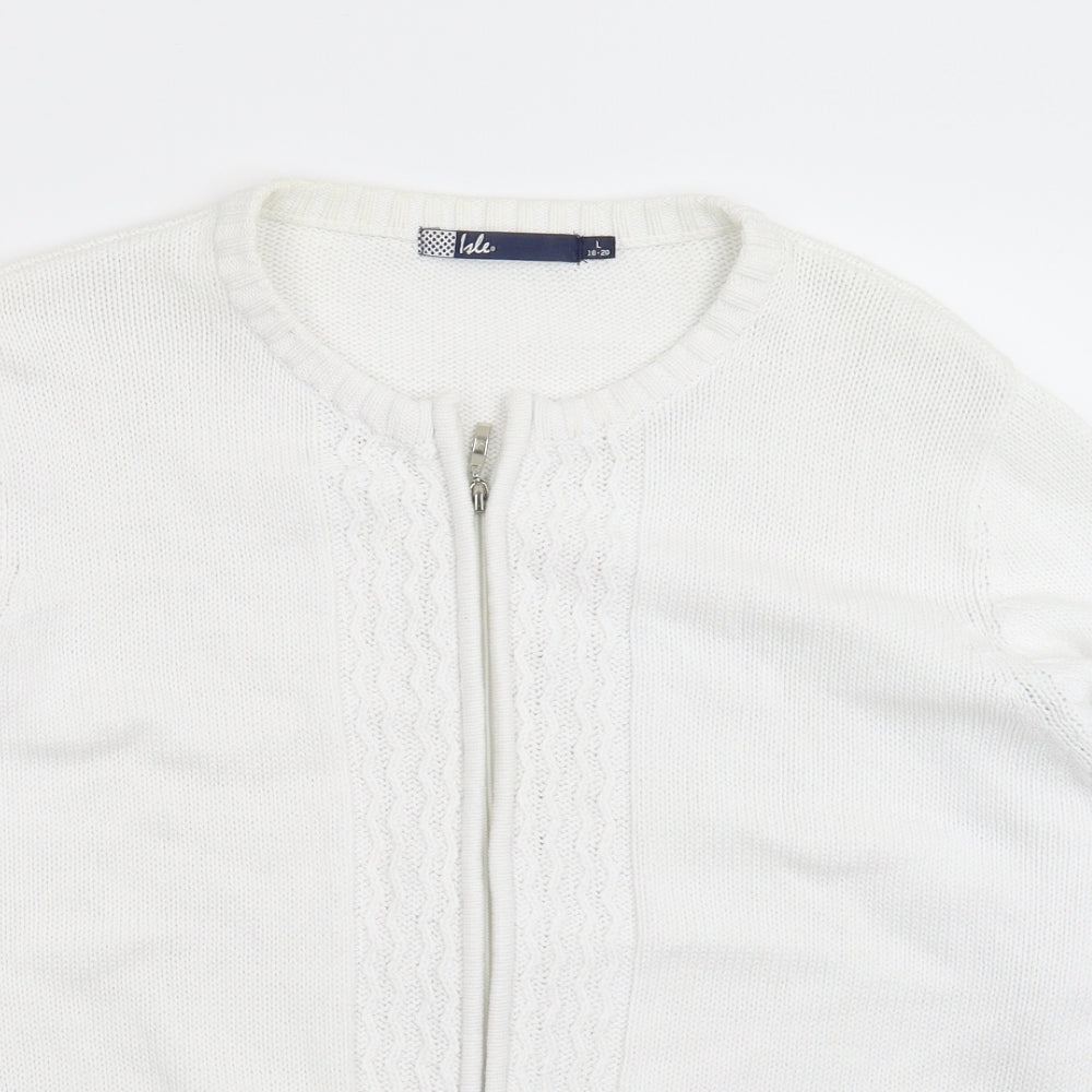 Isle Womens White  Knit Cardigan Jumper Size 20