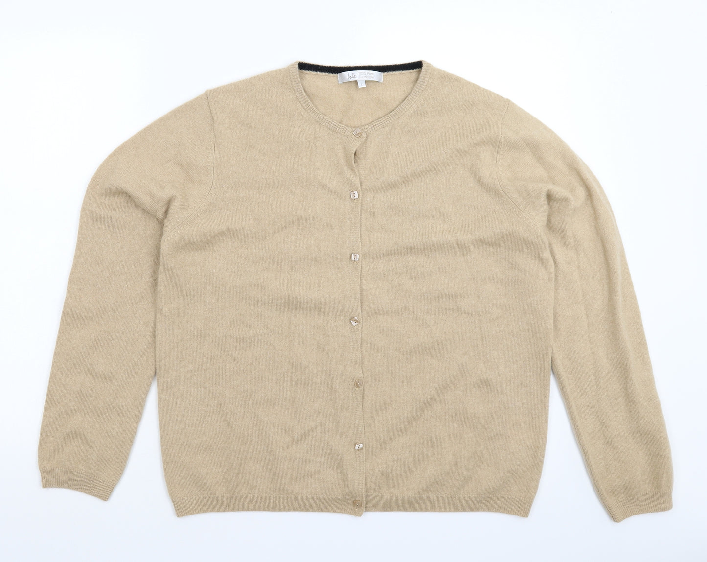 Isle Womens Beige  Knit Cardigan Jumper Size L