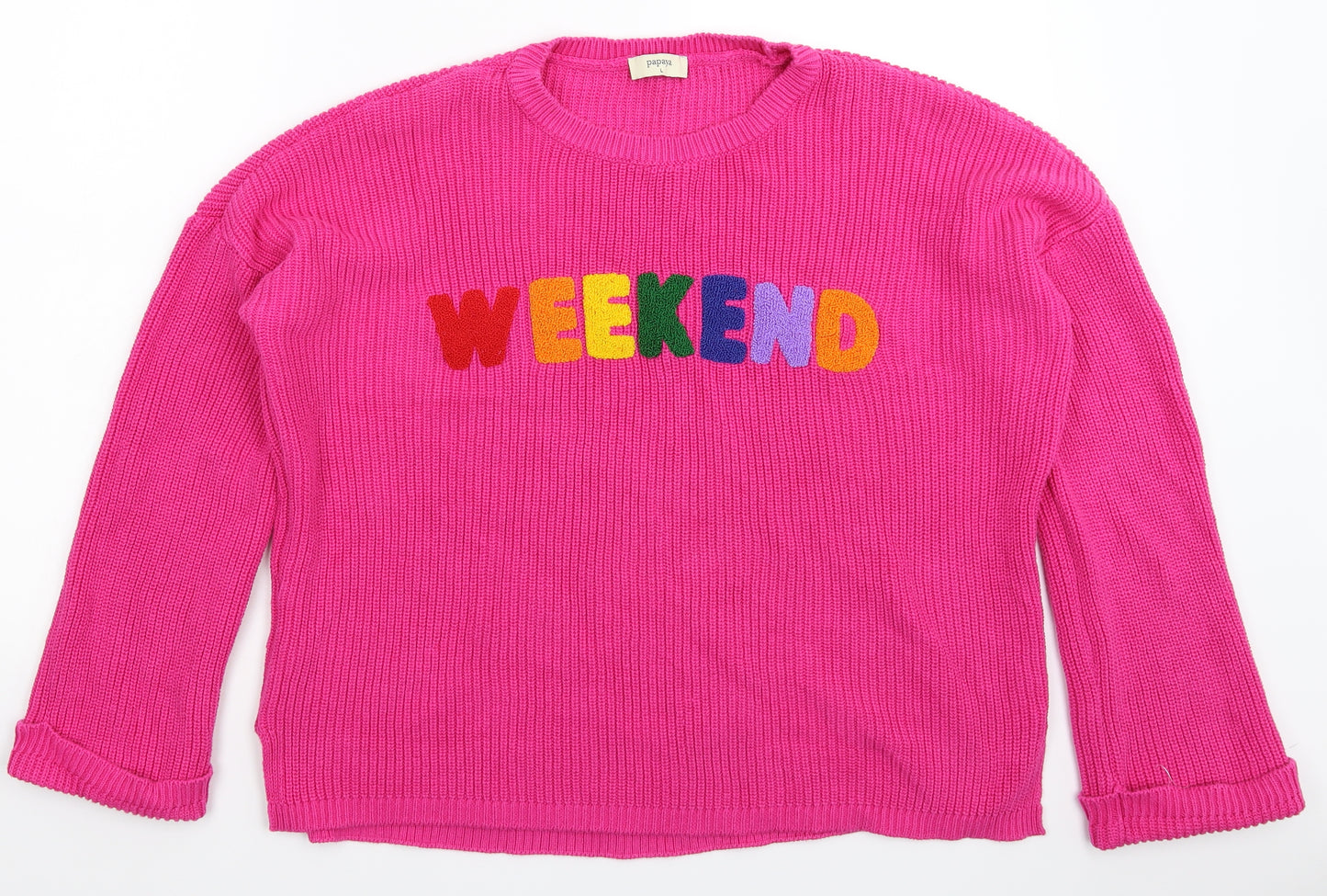Weekend Womens Pink  Knit Pullover Jumper Size L  - Oversized
