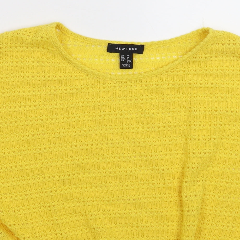 New Look Womens Yellow  Knit Pullover Jumper Size M