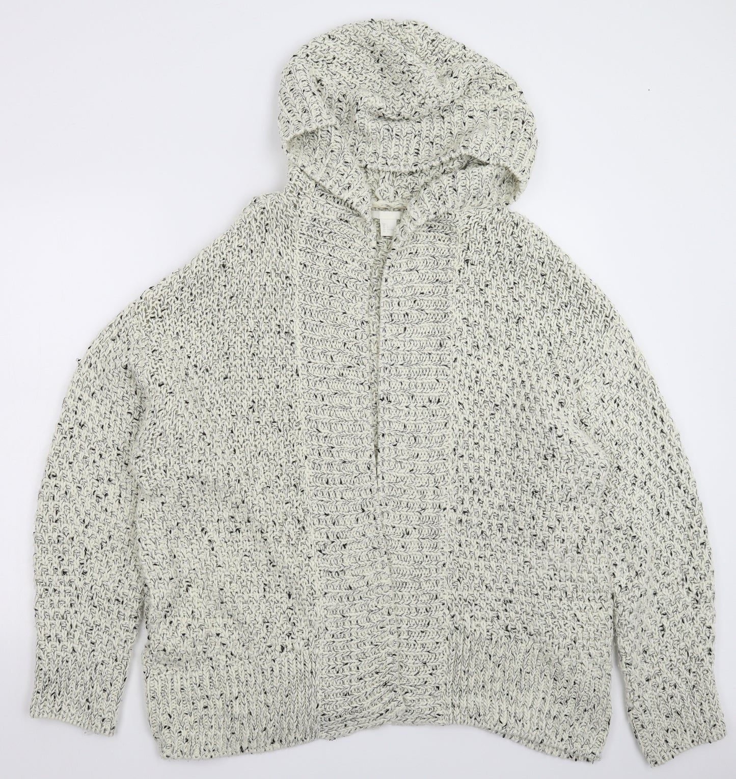 H&M Womens White  Knit Cardigan Jumper Size L