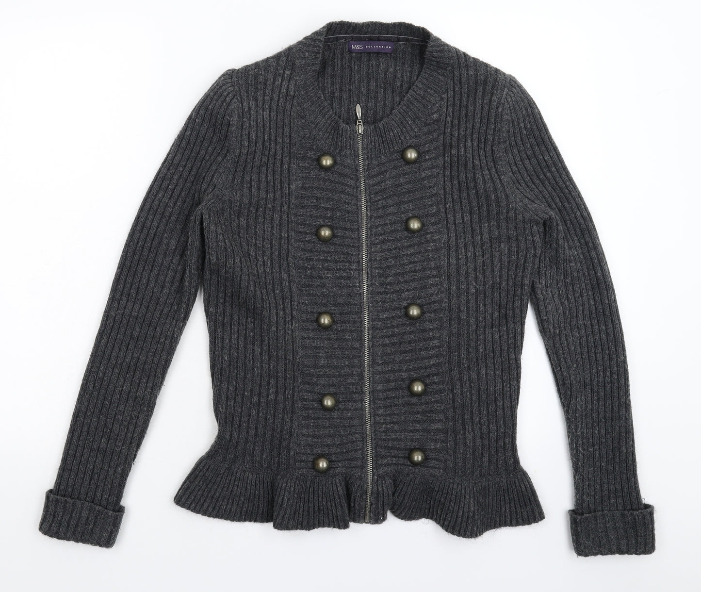 Marks and Spencer Womens Grey  Knit Jacket Coatigan Size 16