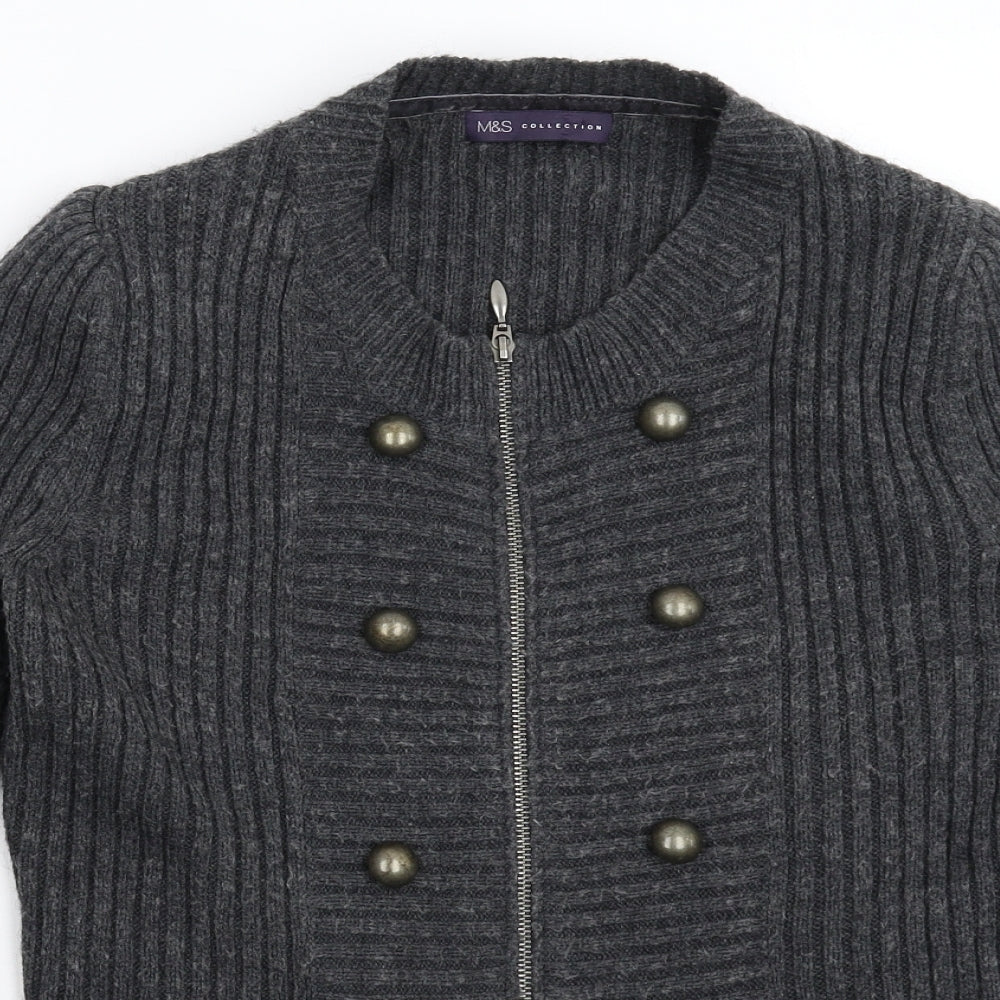 Marks and Spencer Womens Grey  Knit Jacket Coatigan Size 16