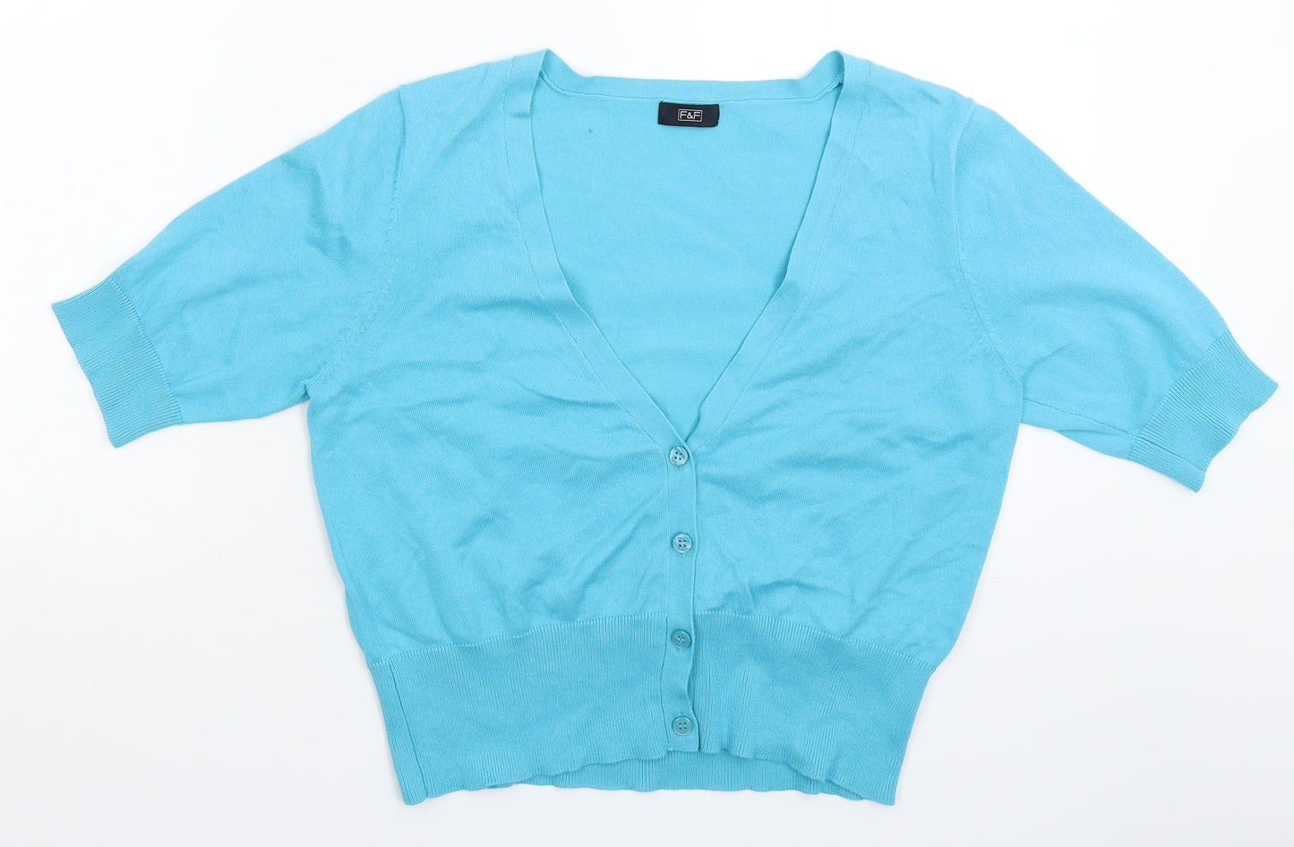 F&F Womens Blue  Knit Cardigan Jumper Size 12
